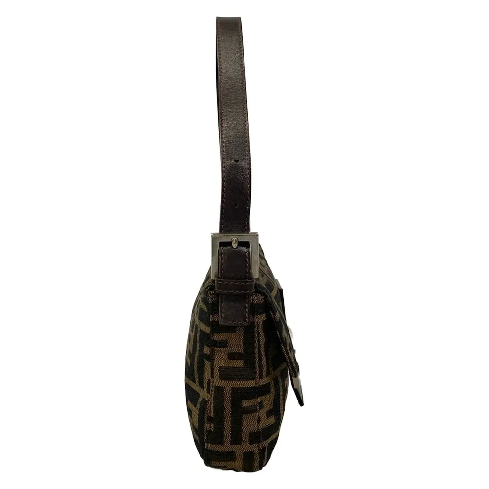 Fendi Mamma bucket / Zucchino pattern Handbag Brown Dark Brown Jacquard Leather
